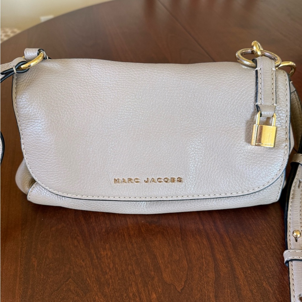 Marc Jacobs Pebbled Leather Crossbody in Light Gray with Gold Hardware